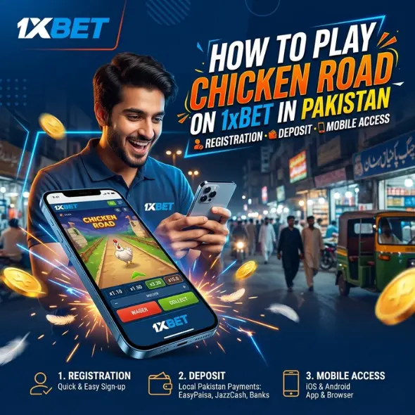 پاکستان میں 1xBet پر چکن روڈ کیسے چلائیں: رجسٹریشن، ڈپازٹ اور موبائل تک رسائی